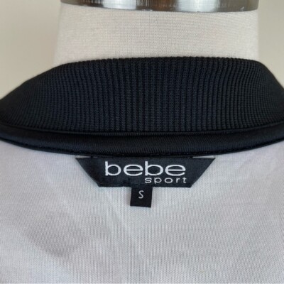 Bebe Sport Black Pink Floral Full Zip Designer Jacket Rhinestone