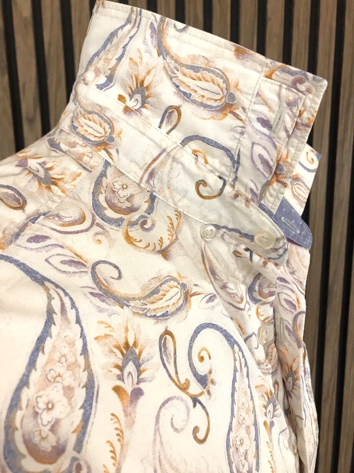 Tommy Bahama PERÚ L Pima Mezcla de Algodón Multi PAISLEY Floral Azul Hombres Camisa con Botones Foto 4 de 4
