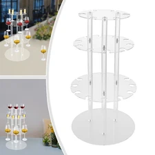 3 Tier Champagne Display Rack Stand, Circle Acrylic Wine Cups Storage Holder