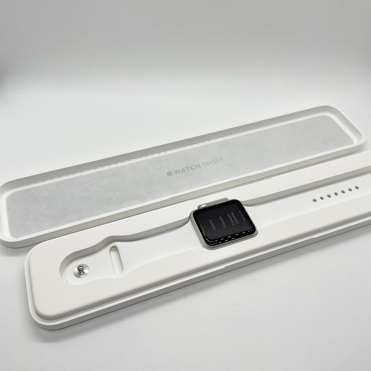 Apple Watch 1st Gen 42mm Black with White Sport Band Locked