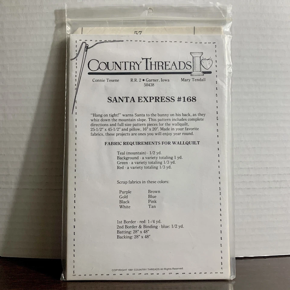 Colgante de pared Country Threads Santa Express #168 patrón de edredón 25"x45" o almohada Foto 4 de 4