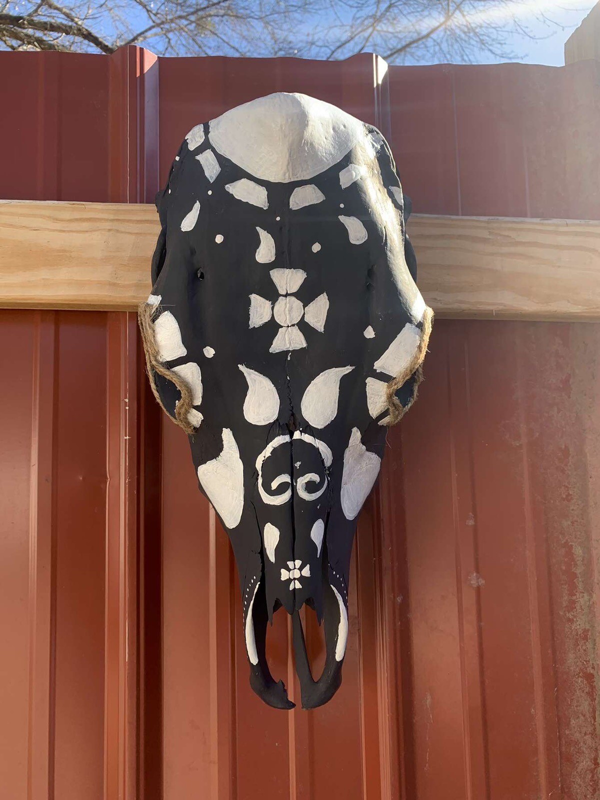 Real Bone Hand Painted Cow Skull Art Gothic Style /Cattle Wall-Mantle ...