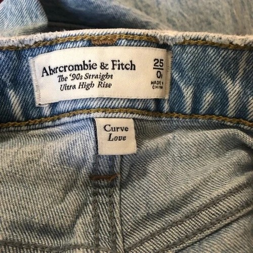 Jeans Abercrombie & Fitch anni '90 dritti ultra alti curvi Love taglia 25 - Foto 9 di 10