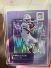 2022 PANINI NFL OPTIC. KHALIL SHAKIR. PURPLE SHOCK PRIZM ROOKIE. RC. 
