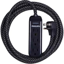 PHILIPS HOME POWER ELITE EXTENSION CORD WITH SURGE PROTECTION 8ft BLACK 2A10