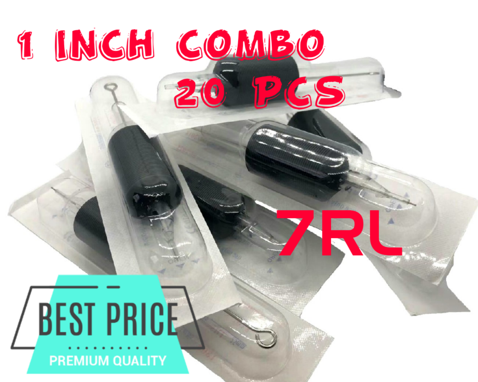 7 Round Liner Disposable Tattoo Needle Tube Combo 1 Inch Grip Box of 20pcs 7RL eBay