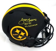 Joe Greene Signed Steelers Eclipse Helmet W/ HOF 87 & 4X SB Champs Beckett 