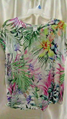 WOMEN`S TIME AND TRU  SS SUBLIMATION TOP SIZE XL (16/18) NEW W/T MULTI COL