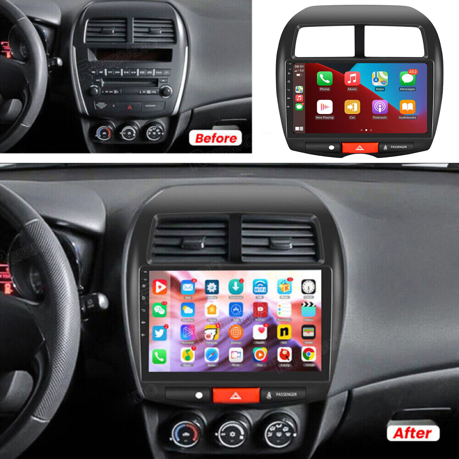 For Mitsubishi Outlander Sport 2011-2017 Carplay Android 13 Car Radio GPS Stereo
