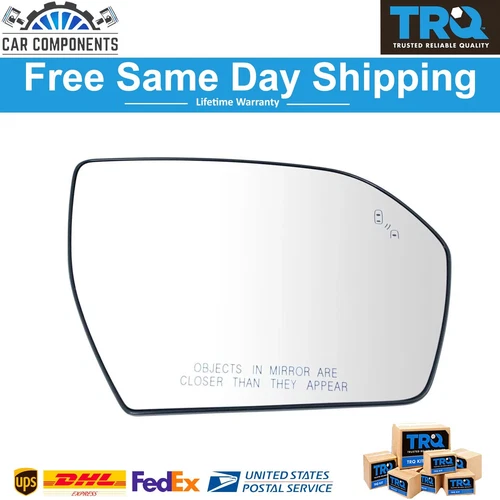 TRQ New Exterior View Door Mirror Glass Heated Blind Spot RH Side For 2018 Ford