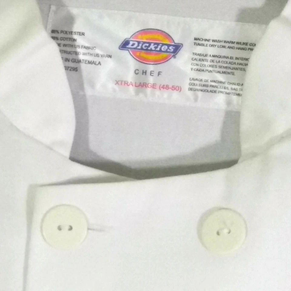 Dickies Unisex Classic Chef Coat Jacket 10 Button Long Sleeve White XL NWT - Image 3 of 4