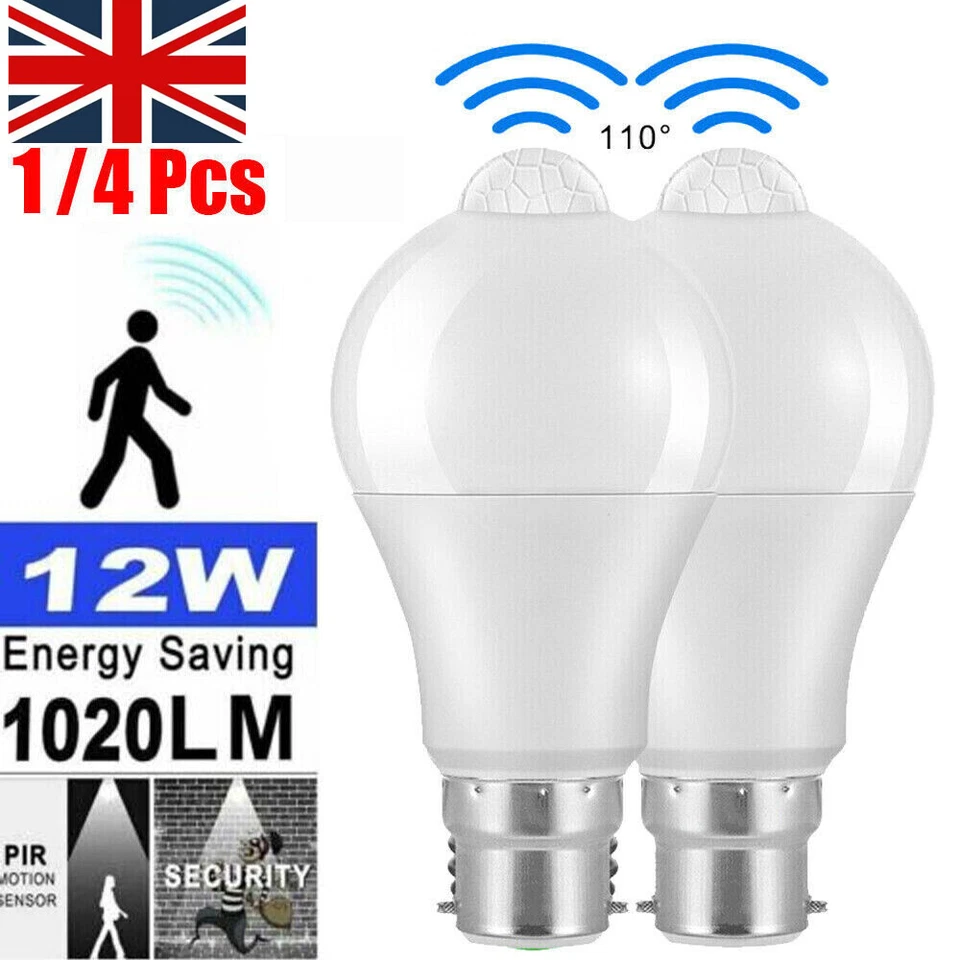 1/4X PIRS Motion Sensor E27 B22 LED Smart Bulb Globe Auto ON/OFF Energy Saving - Image 3 of 4