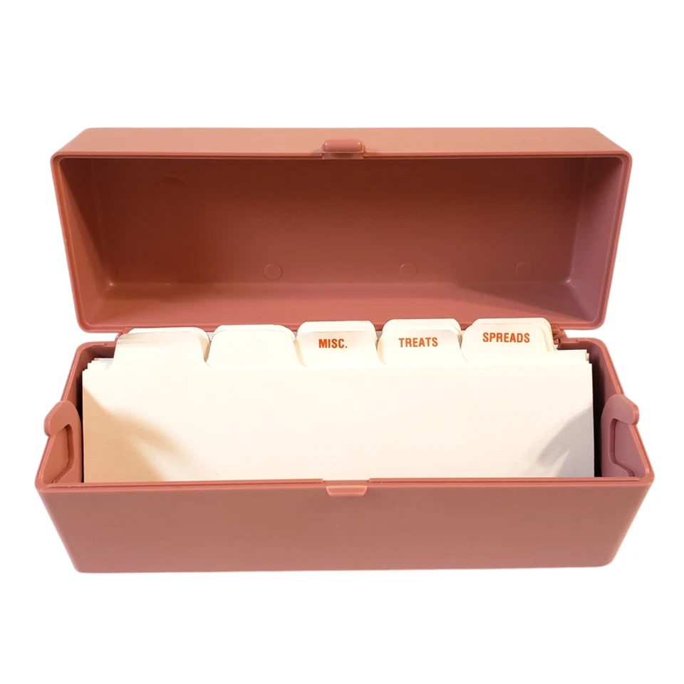 Carrito organizador de cupones de plástico rosa vintage con pestañas 7" x 2 1/4" x 3" de alto Foto 4 de 4