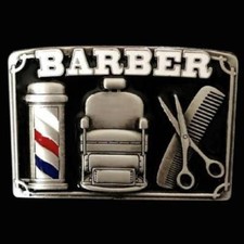 Barber Shop Belt Buckle Hairdresser Light Pole Haircut Chair Comb Scissors Buckl