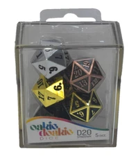 Oakie Doakie Dice D20 Spindown Metal Set of 5 Strong Heavy Duty Dice Set