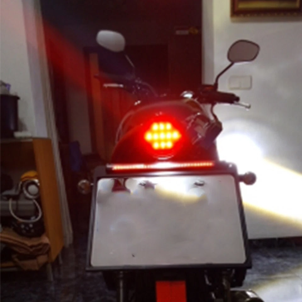 48 Motorcycle Light Bar Strip Tail Brake Stop Turn Signal License Plate Light - Image 3 of 4