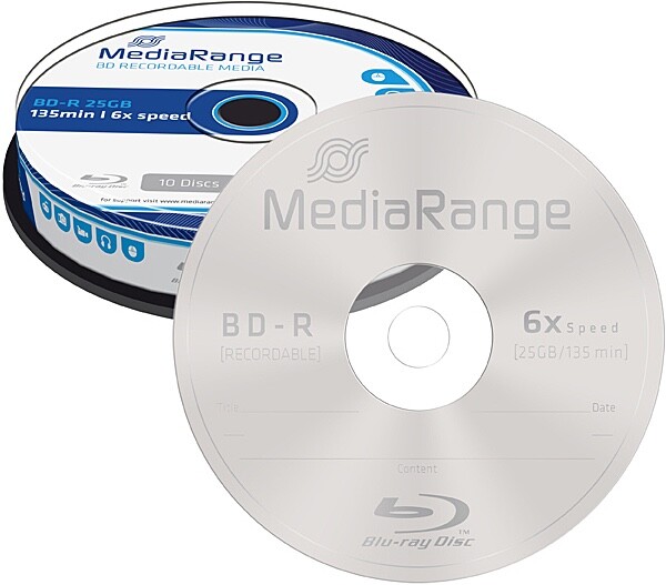 30 Mediarange BD-R 25Gb 6X Blu-Ray Rohlinge Spindel-image