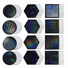 DIY Silicone Mold Holographic Laser Coaster Resin Mould Epoxy Casting Cup Holder