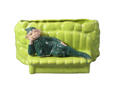 Vintage Elf Pixie Planter Gilner California Potteries 1950's Planter Vase green