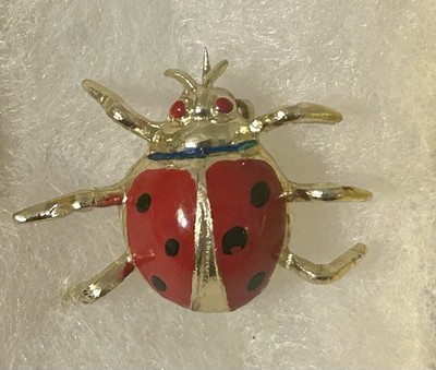 Vintage Korea Ladybug Brooch Small Lady Bug Pin Brooch 