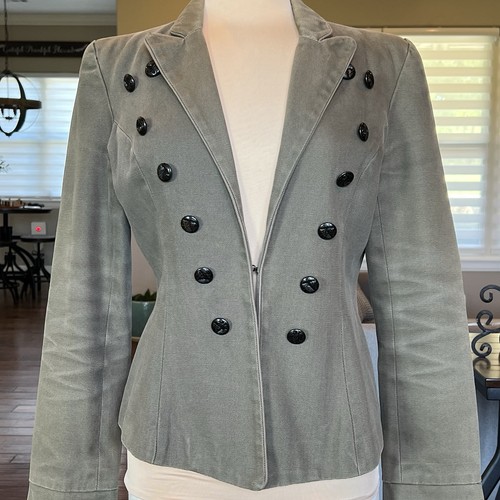 Chaqueta Miss Me Distressed para mujer talla grande verde militar cierre frontal - Imagen 2 de 19