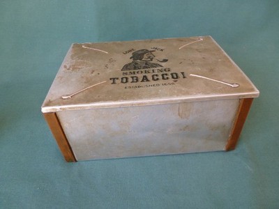 Vintage Lone Jack Tin Tobacco Box With Copper Corners