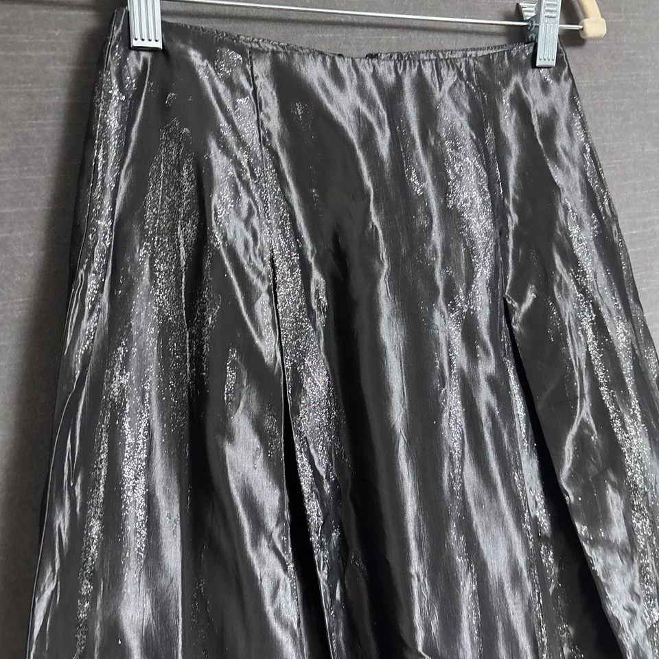 Falda De Colección McClintock Gunne Sax 3 Plata Brillo Maxi Tafetán Formal Noche Foto 3 de 4