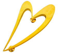 Vintage LEE WOLFE gold matte modernist heart designer runway brooch