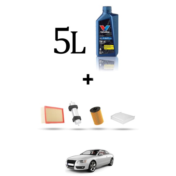 Hoffcar Wartungsset 4 Filter Und 5L ÖL FüR Audi A5 (8T3, 8F7, 8TA) 2.0 TDI 110KW-image