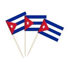 100 Pack Cuba Flag Cuban Toothpick Flags, Cocktail Picks Red, White, Blue 