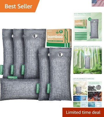 Bamboo Charcoal Bags for Odor Removal - 6 Pack, Natural & Rechargeable Freshness