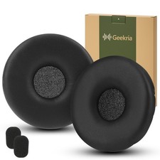 Geekria Protein Leather Ear Pads for Jabra Biz 2400 II/Plantronics T110 Black