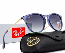 Ray-Ban Erika RB4171 6592/T3 Polarized Sunglasses Blue Frame Gray Lens 54/18 New