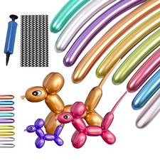 Balloons for Animal Making - 100PCS Long Twisting Balloons Kit with Pump, Eye