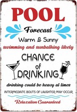 Pool Forecast Pool Rules Vintage Pool Patio Tin Metal Signs Home D cor 8x12