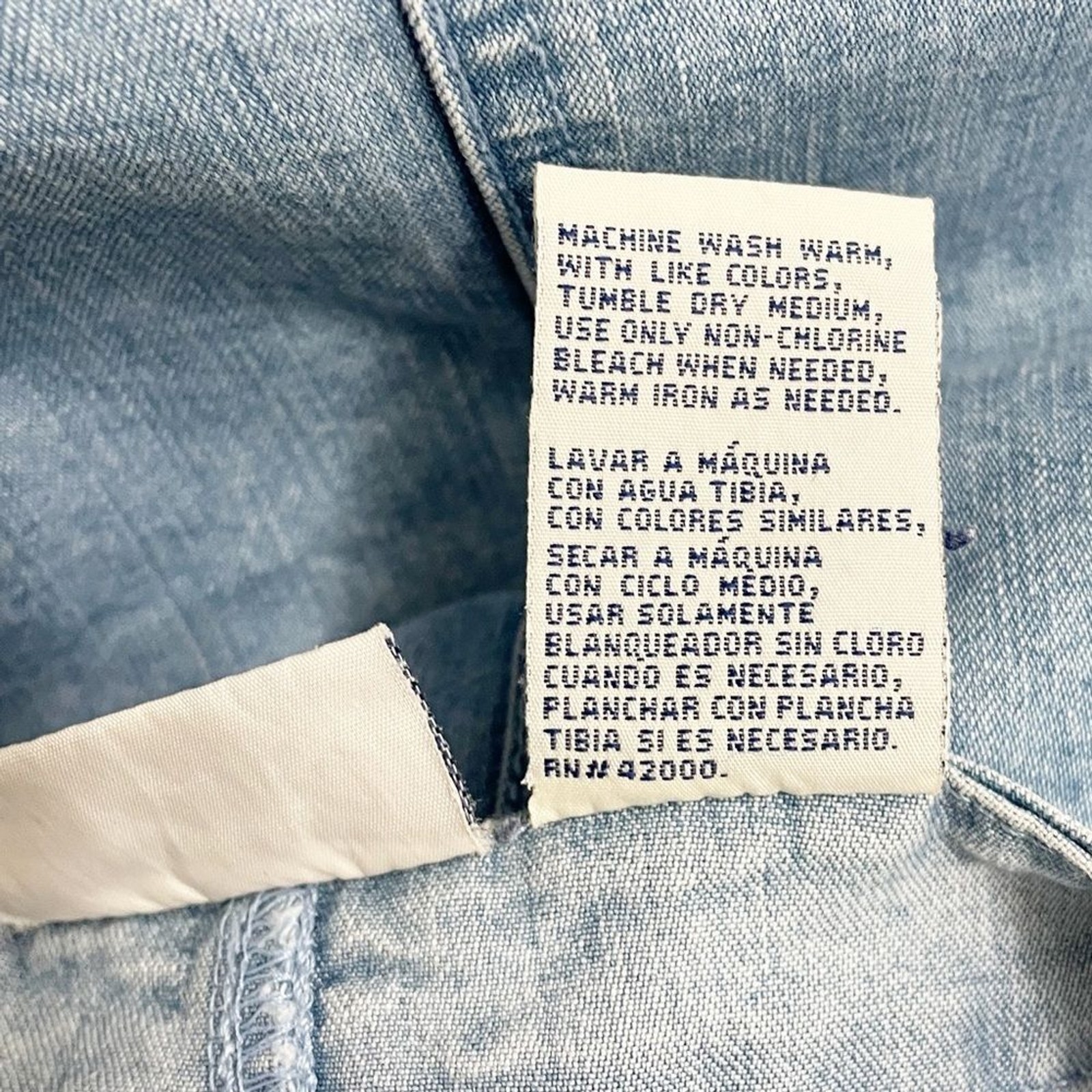 Vintage Basic Editions Light Wash Button Front Be… - image 7