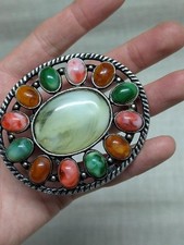 vintage SOUTHWESTERN belt buckle STONE faux acrylic NATIVE AMERICAN cowboy rodeo