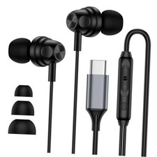 USB C Samsung Headphones Wired Earbuds for Samsung Galaxy A16 A36 5G A56 Black