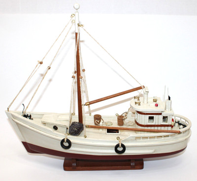 Encore Creations wood Fishing Trawler 16'' Long wood ship Model with stand