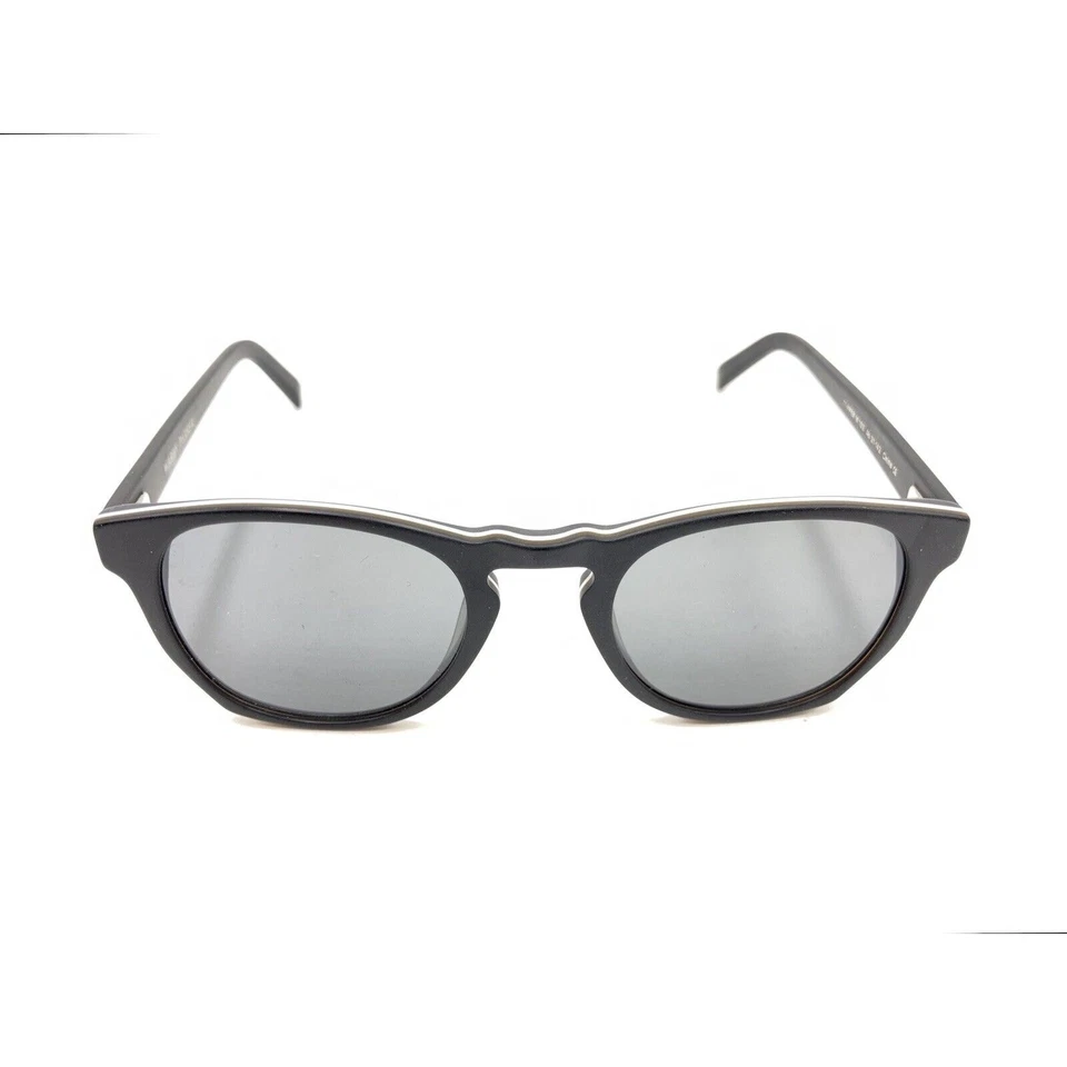 Gafas de sol redondas Warby Parker Topper M 103 mate negras blancas lentes grises 48-21 142 Foto 2 de 4