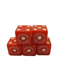 OLD VERSION! Fabulous Las Vegas opaque red gambling dice Lot of 5 Vintage 