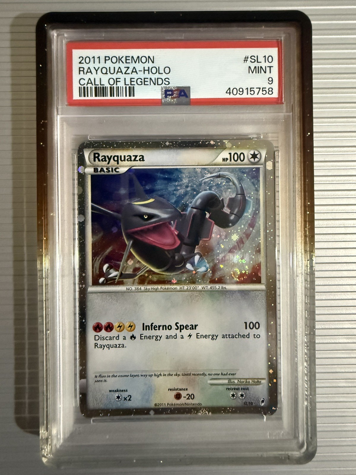 PSA 9 Pokemon 2011 Rayquaza (Shiny) SL10 Call of Legends Holo English