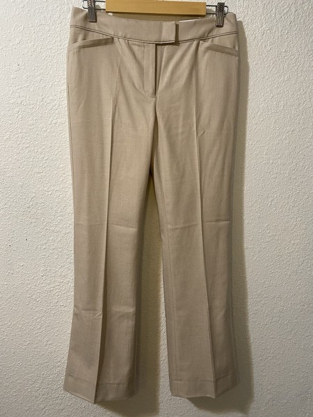 Pantalones para mujer WHBM ajustados acampanados tostados sésamo con blancos talla 2 R