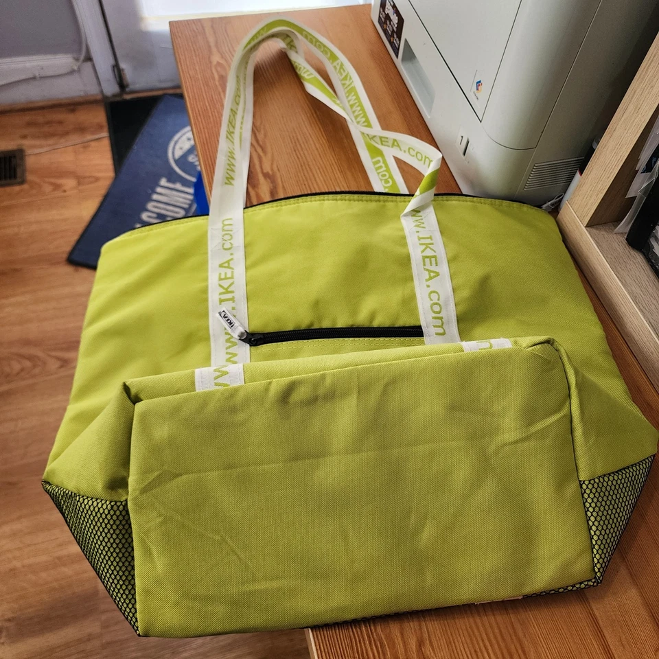 IKEA KYLVASKA Bolso de Mano Aislado Refrigerador Viaje Comida Transporte Plegable Cremallera Verde ~ LEER Foto 2 de 4