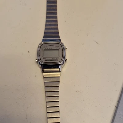 Casio LA670WE Digital Quartz Silver Stainless Steel Bracelet Alarm Timer
