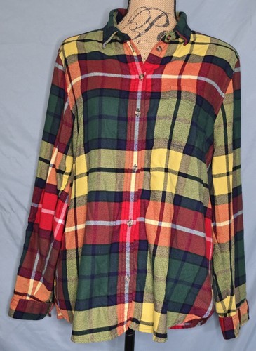 American Eagle Boyfriend Fit Ahh - erstaunlich weiches gelb rot kariertes Flanellhemd XL