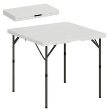 Image of Outsunny 3ft Folding Camping Table with 2 Adjustable Height, White
