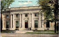 1912, Post Office, FLINT, Michigan Postcard