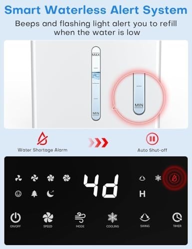 4-IN-1 Windowless Portable Air Conditioner Evaporative Air Cooler Timer ...