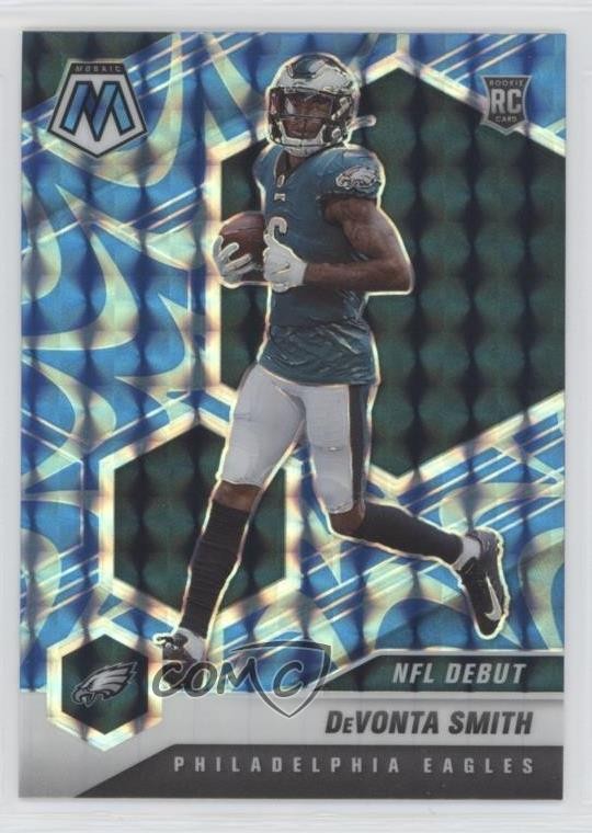 2021 Panini Mosaic NFL Debut Reactive Blue Mosaic Prizm DeVonta Smith #246 1fb7